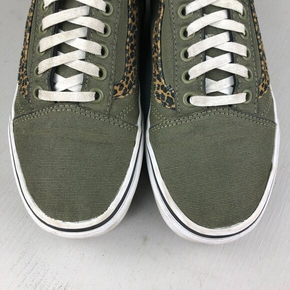 Vans Unisex Size 7M 8.5W Old Skool Green Leopard Lace-Up Skate Sneakers Shoes - Picture 5 of 12